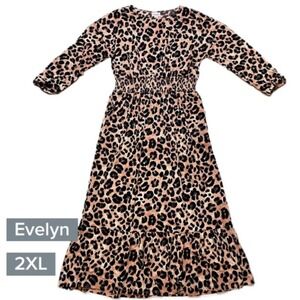 LuLaRoe Womens Dress Size 2XL Evelyn Maxi Brown Black Leopard Animal Pockets NWT